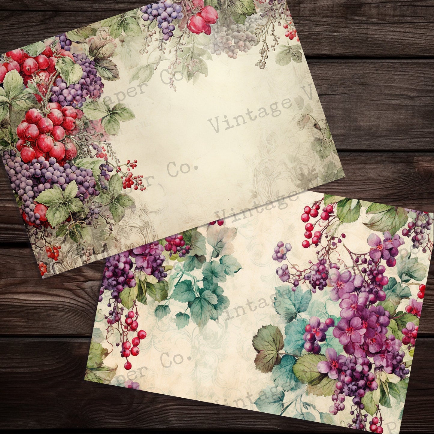 Christmas Junk journal Purple winter berries, winter junk journal paper kit digital printable Christmas vintage floral papers