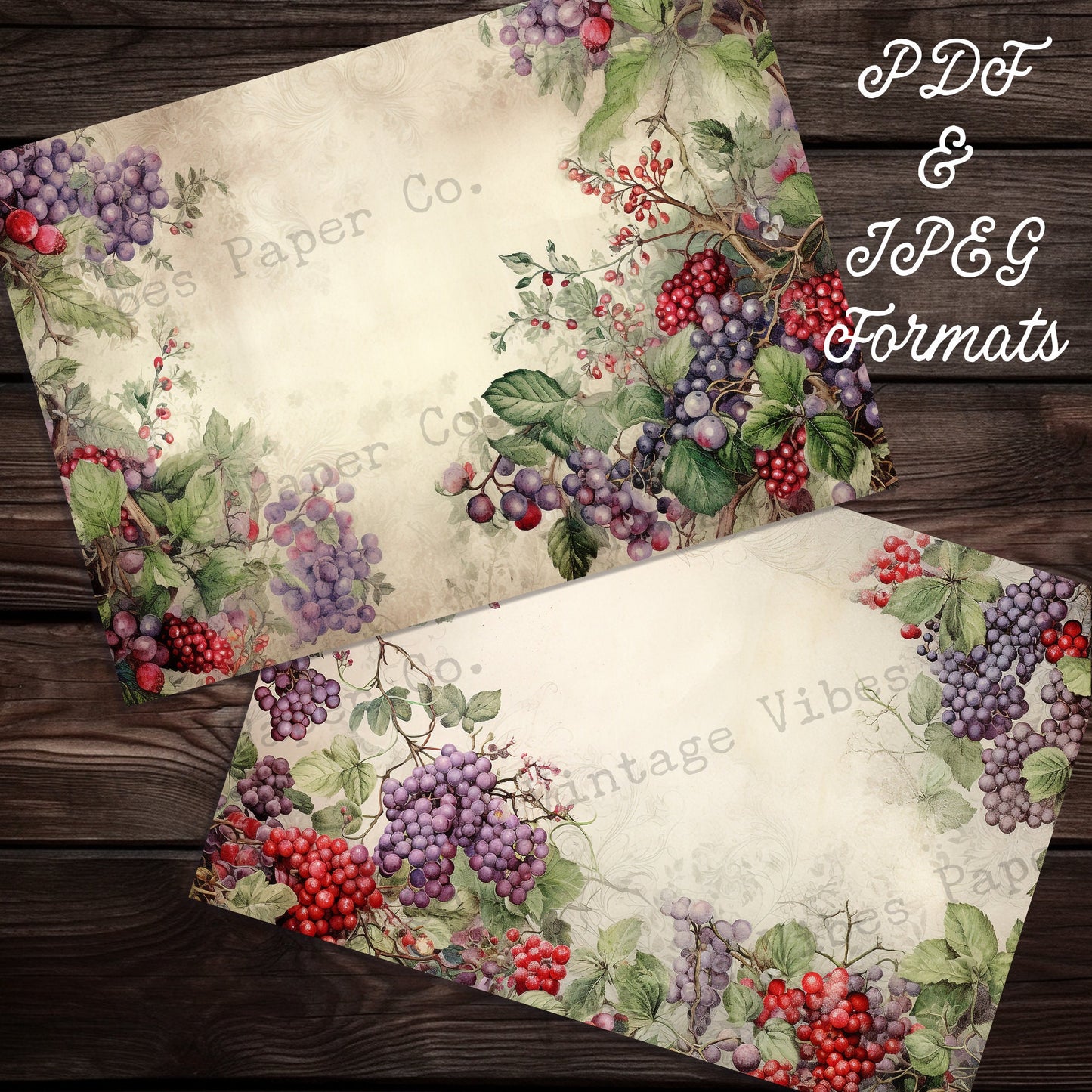 Christmas Junk journal Purple winter berries, winter junk journal paper kit digital printable Christmas vintage floral papers