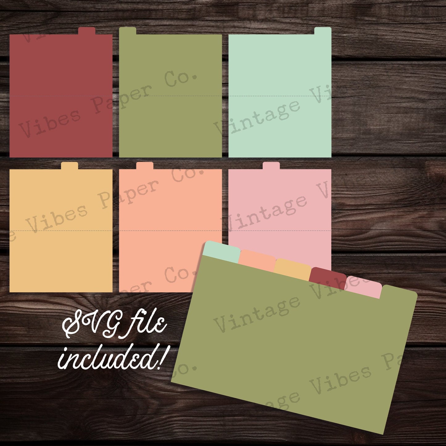 Tabbed index file junk journal template