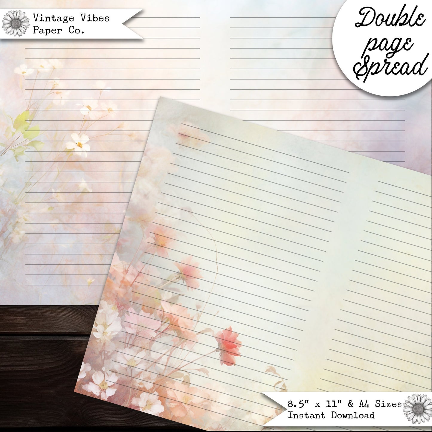 Pastel lined junk journal writing pages, Lined Junk journal paper, digital blank lined papers for journal, plain writing pale coloured paper