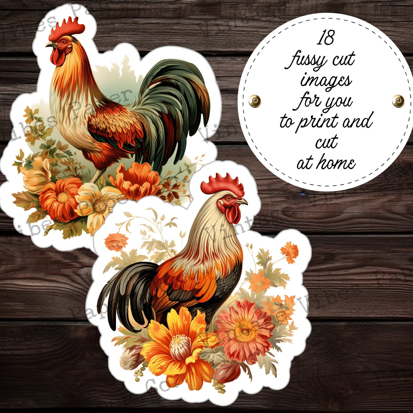 Junk journal fussy cut ephemera Autumn chickens perfect for farm themed junk journal, fall hen junk journal cut outs digital ephemera sheets