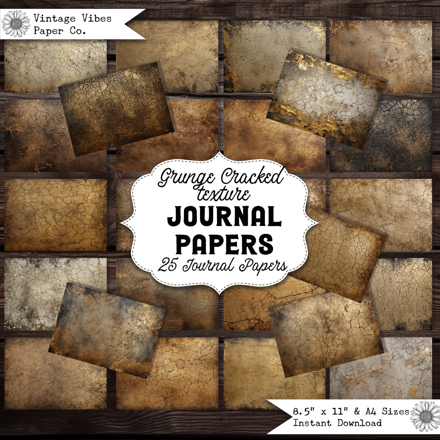 Grungy Junk Journal background papers, grunge cracked texture collage scrapbooking papers, vintage neutral textured digital paper kit