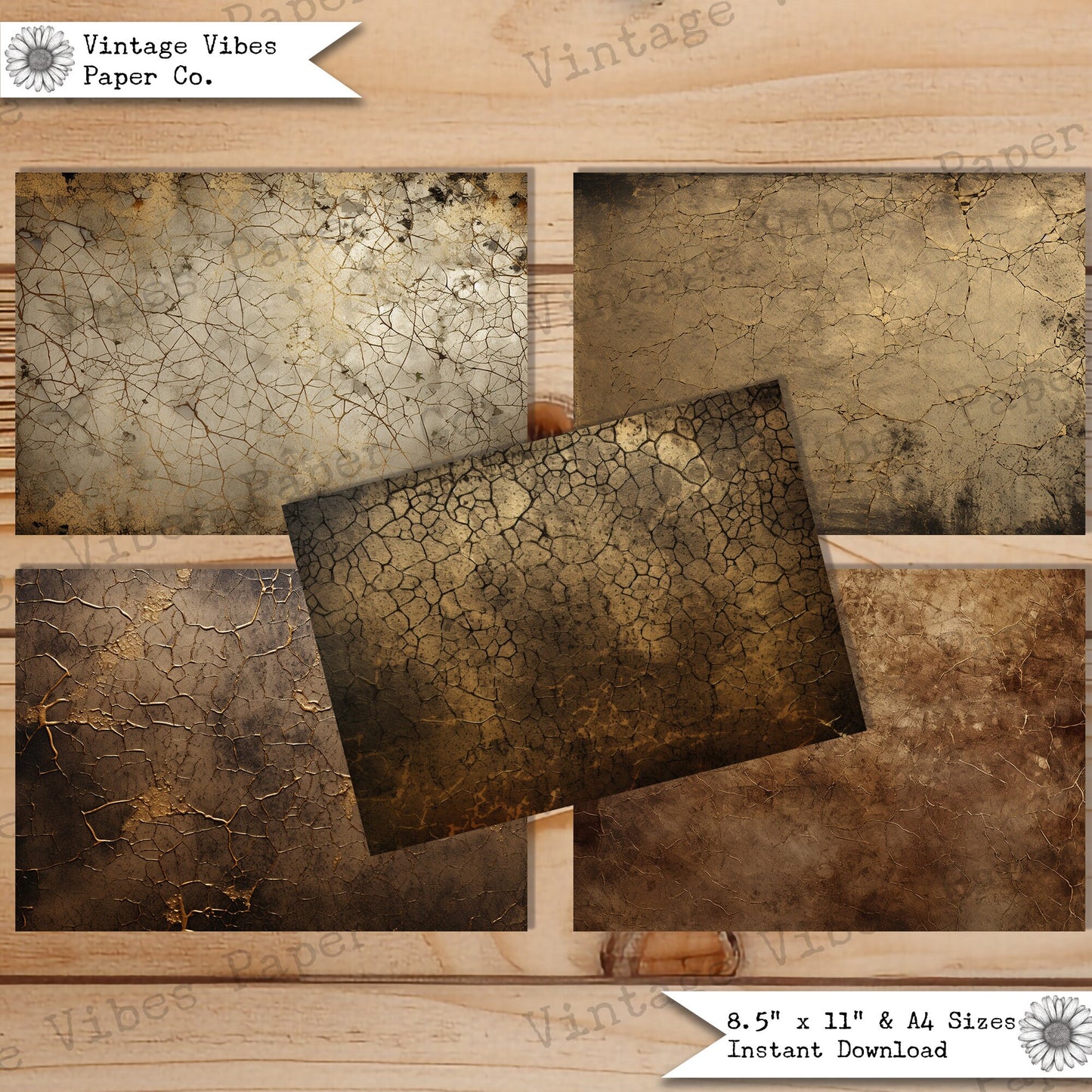 Grungy Junk Journal background papers, grunge cracked texture collage scrapbooking papers, vintage neutral textured digital paper kit