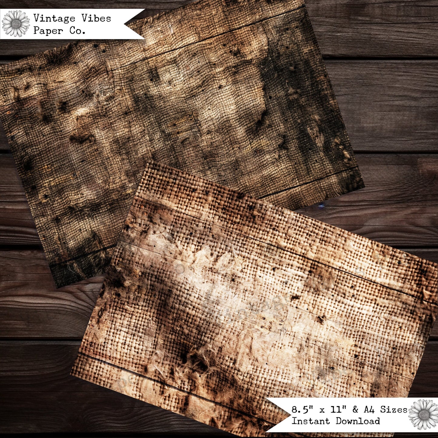 Junk Journal Papers Textured fabric, grunge style collection of printable old worn textile digital paper, great for grunge sewing journal