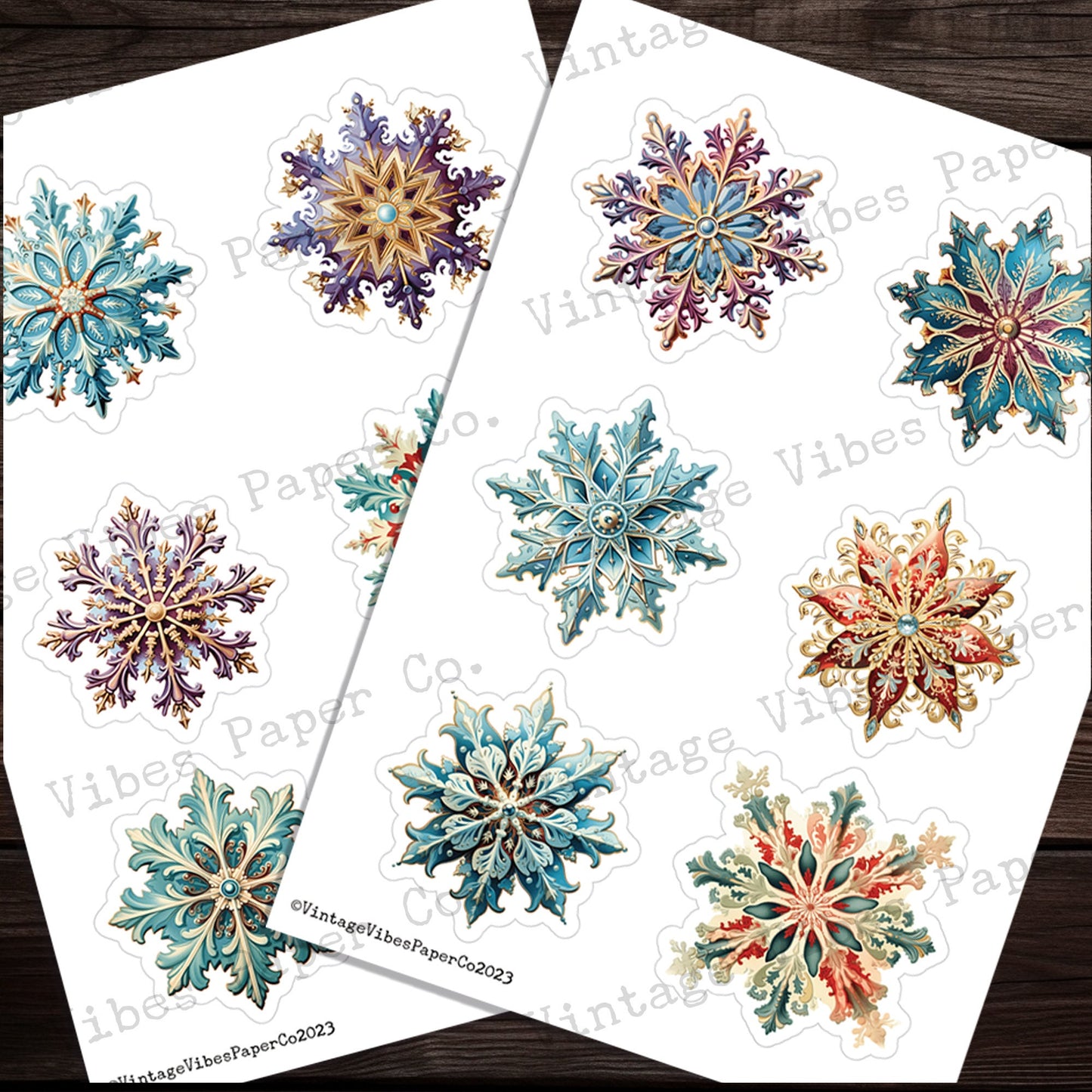 Junk Journal fussy cut ephemera Vintage Christmas snowflakes, digital vintage ephemera for junk journals, printable embellishment