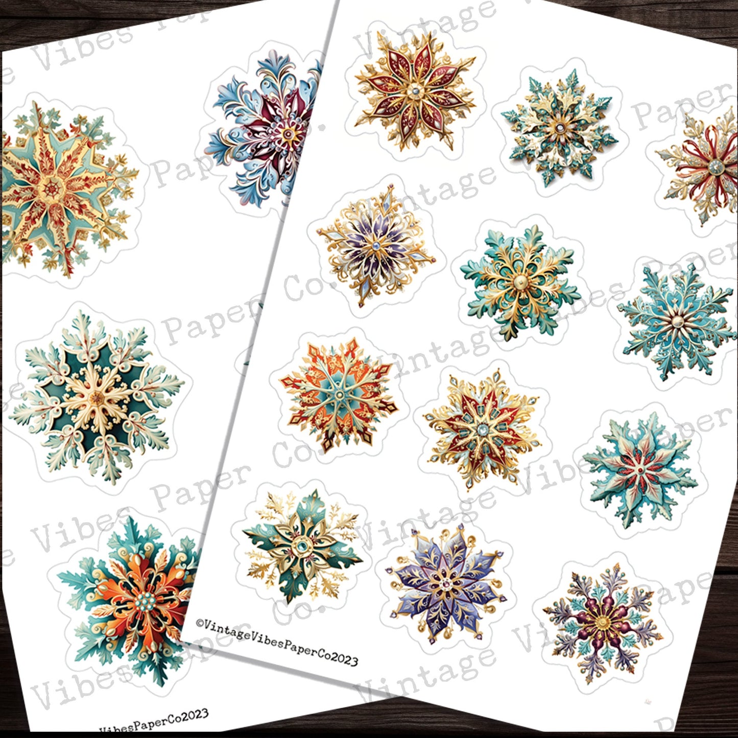 Junk Journal fussy cut ephemera Vintage Christmas snowflakes, digital vintage ephemera for junk journals, printable embellishment