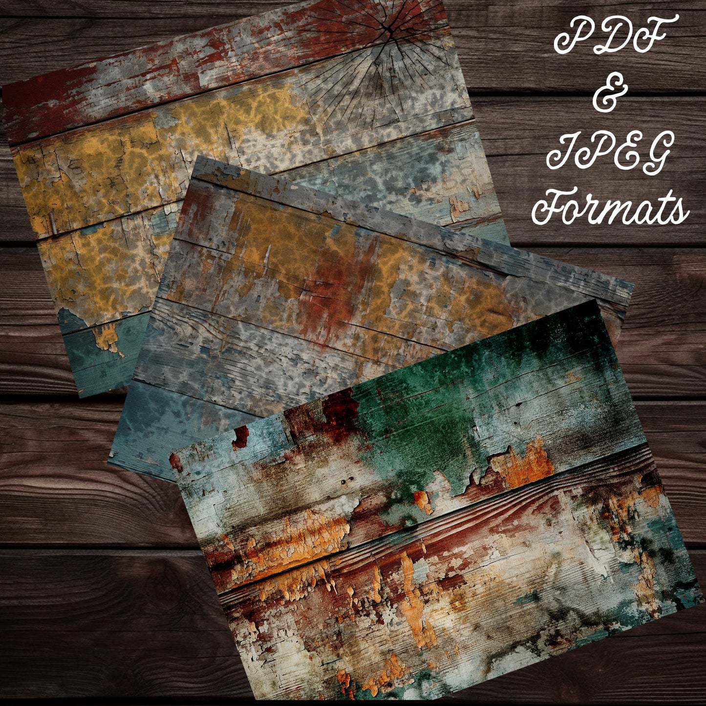 Junk journal printable papers Grunge peeled paint, distress mixed media digital background papers for junk journals, collage and mixed media