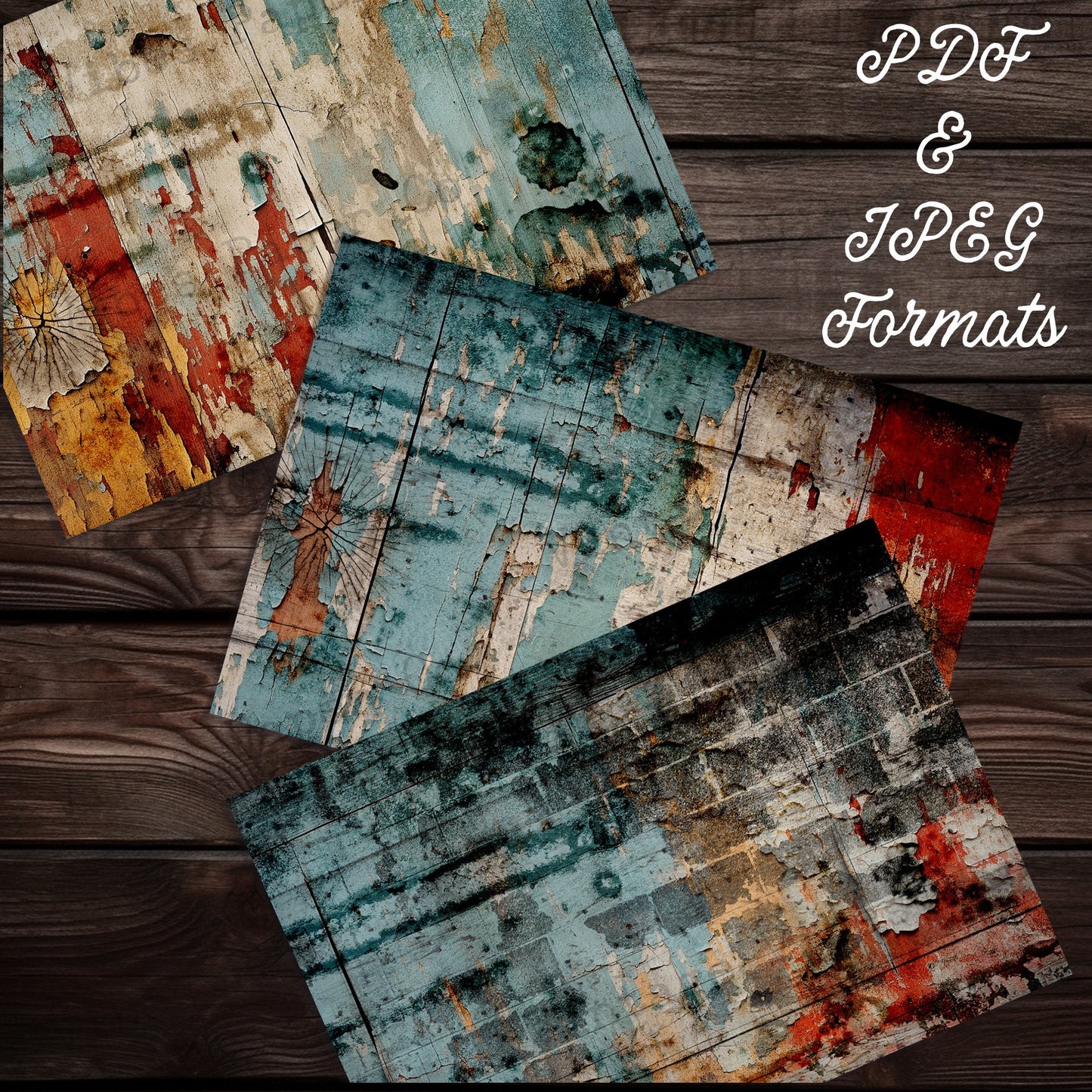 Junk journal printable papers Grunge peeled paint, distress mixed media digital background papers for junk journals, collage and mixed media