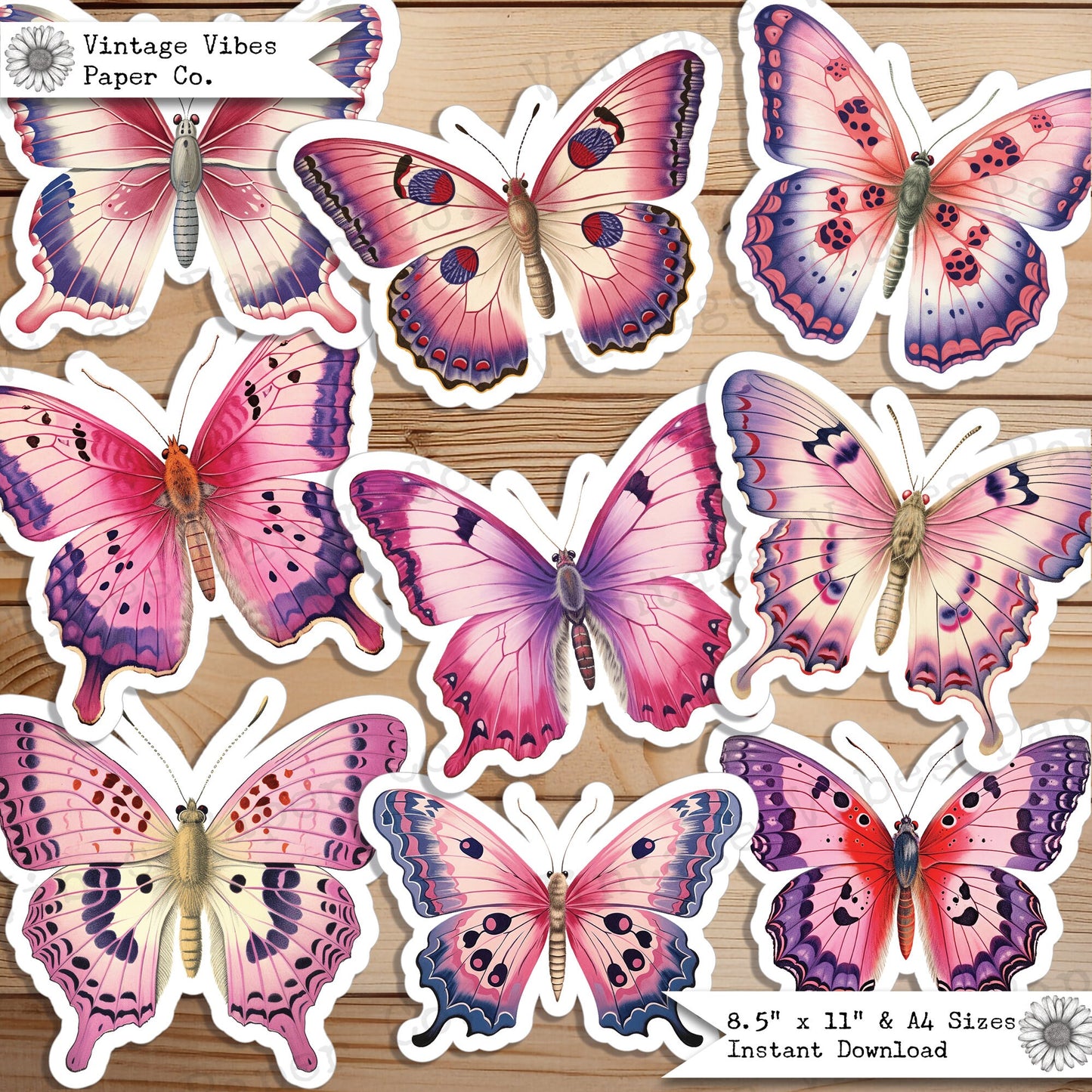 Junk journal kit butterfly & moth fussy cut ephemera sheets, mega bundle of vintage butterfly ephemera collage cut outs, 52 sheet bundle!