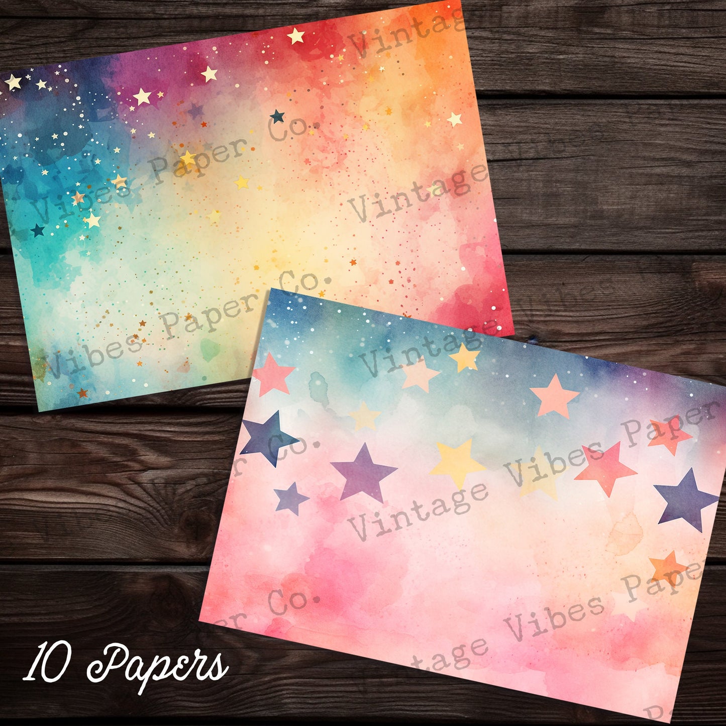 Junk journal watercolour printable papers, digital paper pack, cosmic galaxy star, instant download, space journal celestial sky grunge star