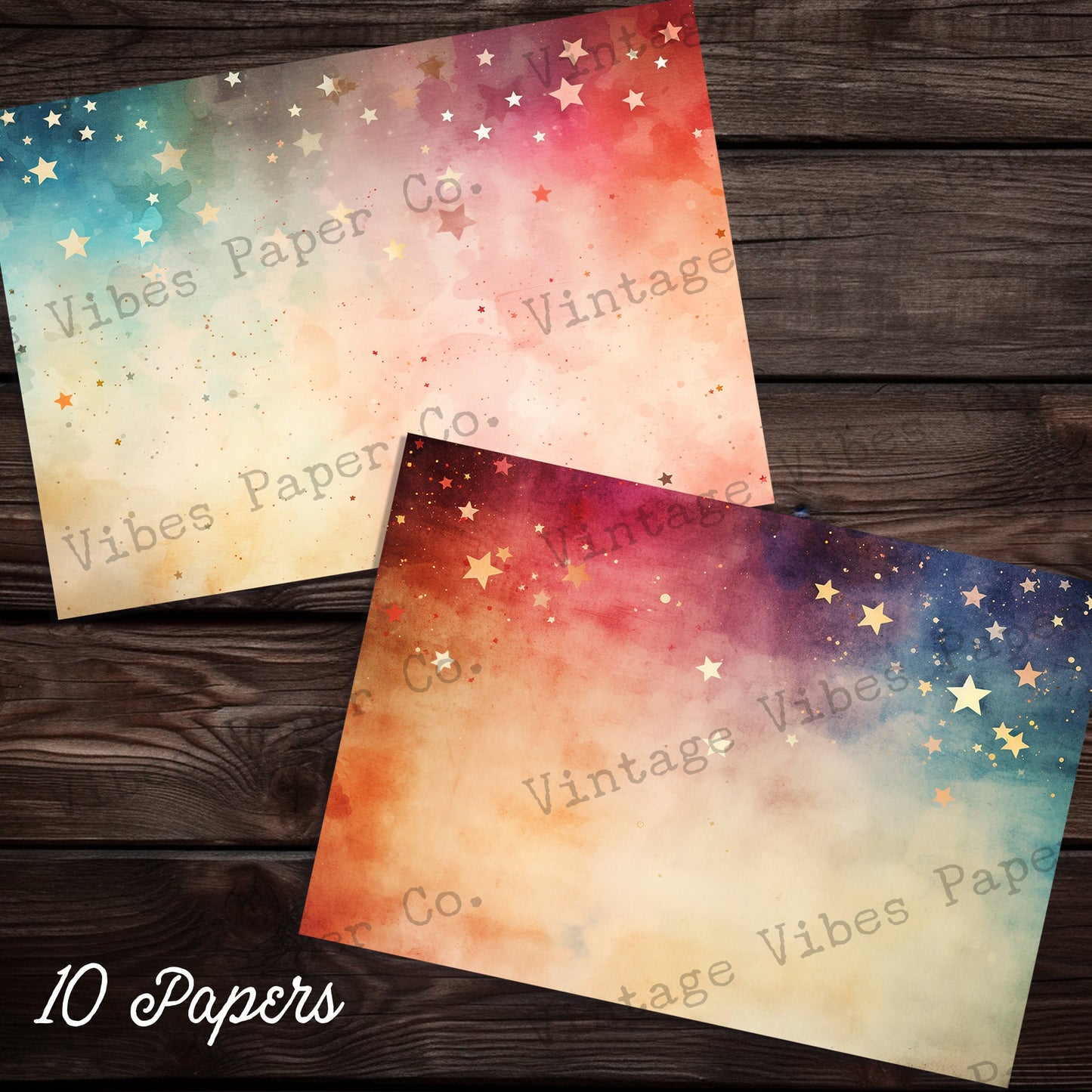 Junk journal watercolour printable papers, digital paper pack, cosmic galaxy star, instant download, space journal celestial sky grunge star