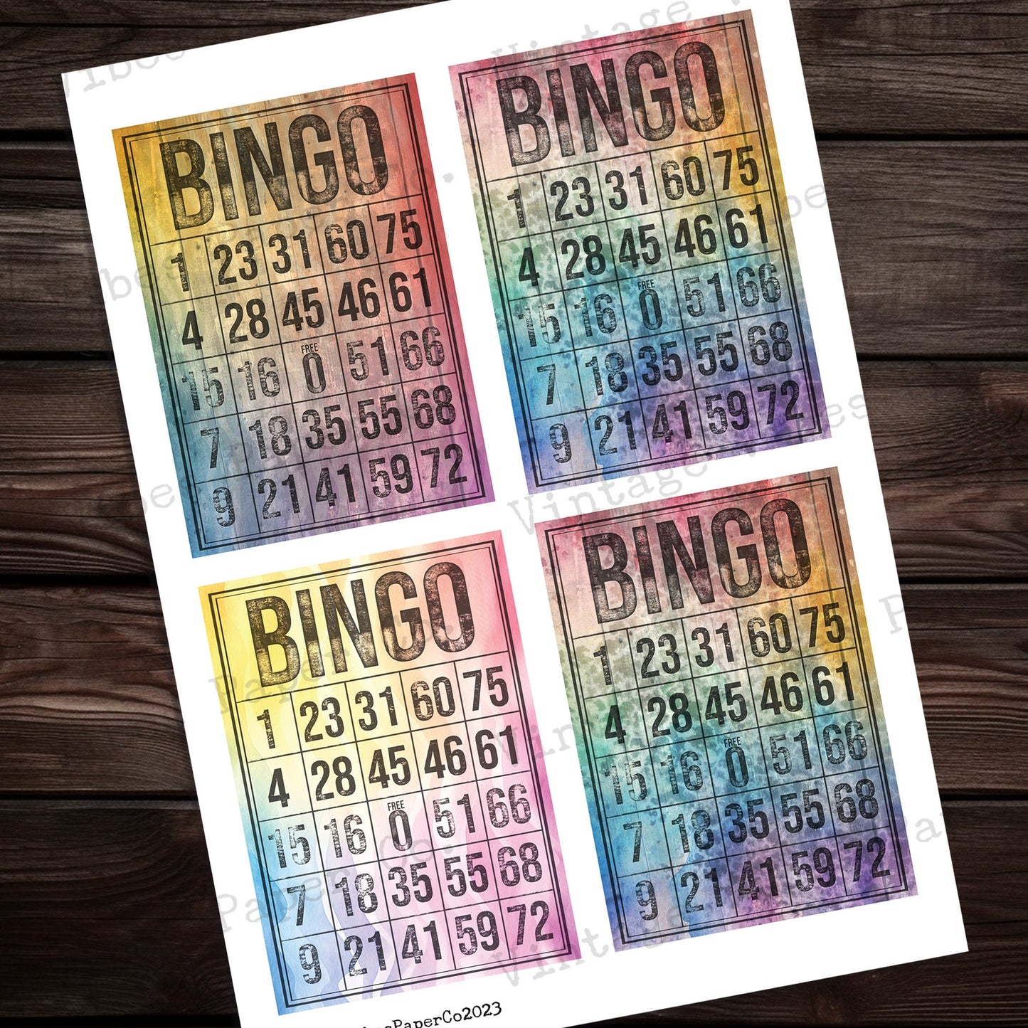 Junk journal ephemera Watercolour grunge bingo cards, printable journal ephemera, journal card inserts, vintage grunge digital download