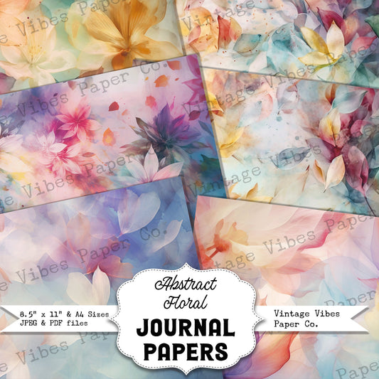 Abstract Floral Junk journal background papers, instant download printable scrapbook papers, soft floral digital collage papers