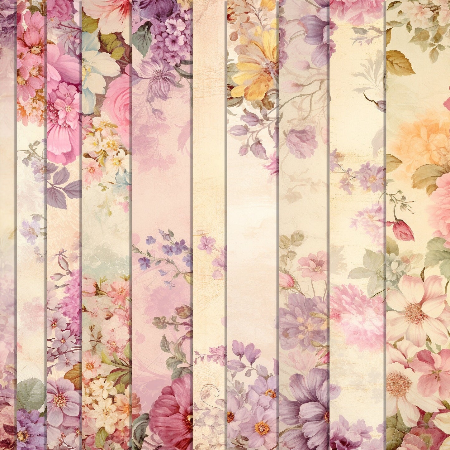 Junk journal floral background papers mega bundle, Spring floral papers, coloured backing pages for scrapbooking & more, 60 sheet bundle!