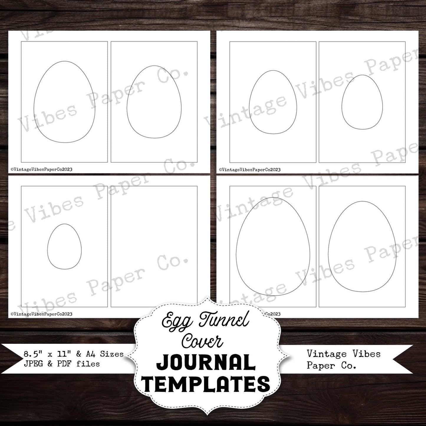 Junk journal printable Journal Easter Egg tunnel cover apertures templates