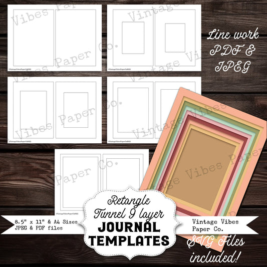 Junk journal printable Journal rectangle tunnel cover apertures templates