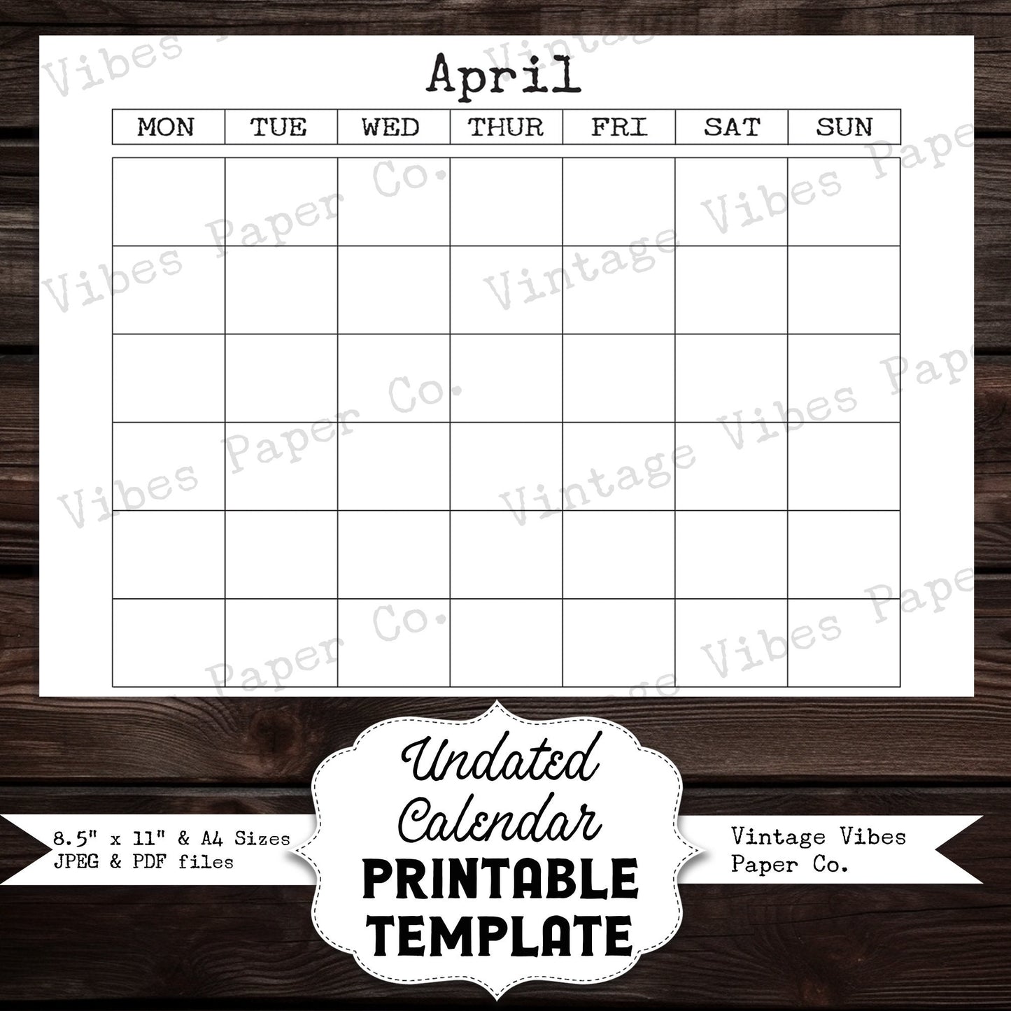 Junk journal printable Journal undated calendar templates