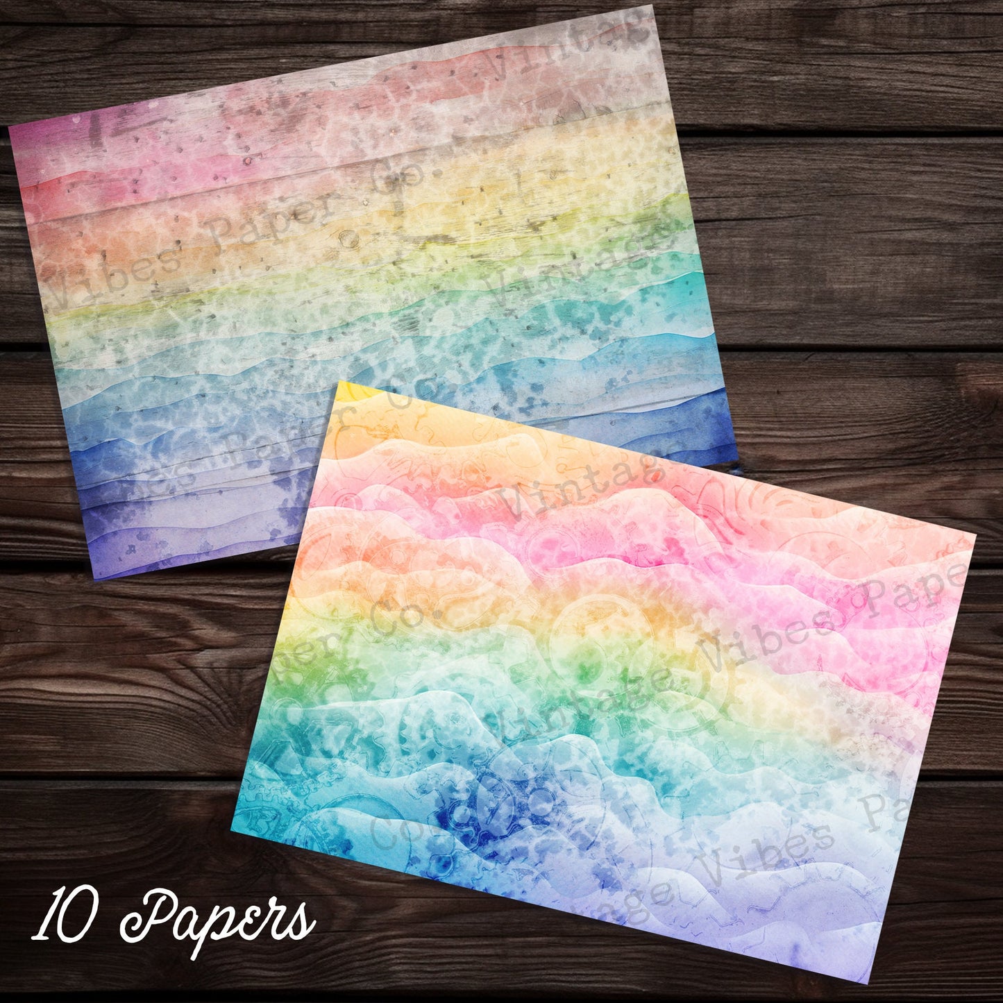 Junk journal grunge Rainbow digital paper pack, watercolour Rainbow watercolour print instant download, grungy textured background papers