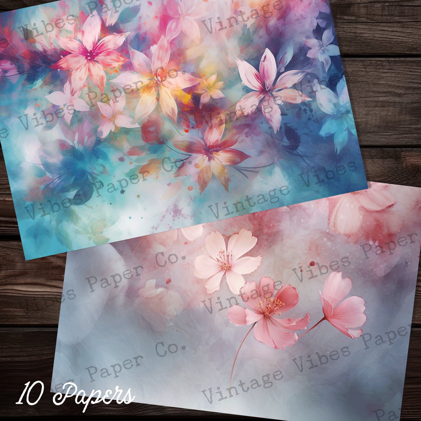 Abstract Floral Junk journal background papers, instant download printable scrapbook papers, soft floral digital collage papers