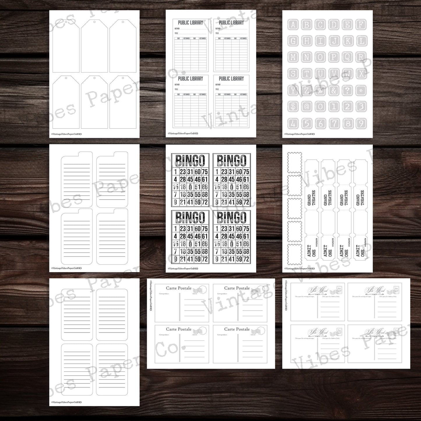 Junk journal printable ephemera templates