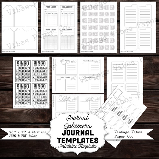 Junk journal printable ephemera templates