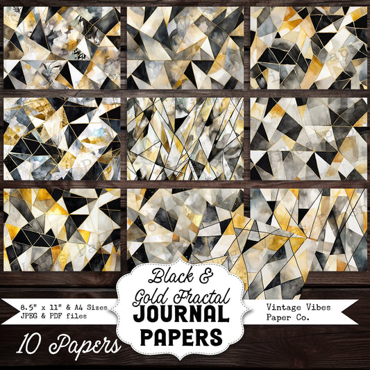 Black & white fractals Junk journal printable digital papers, Neutral abstract printable papers for art journals, junk journaling and more