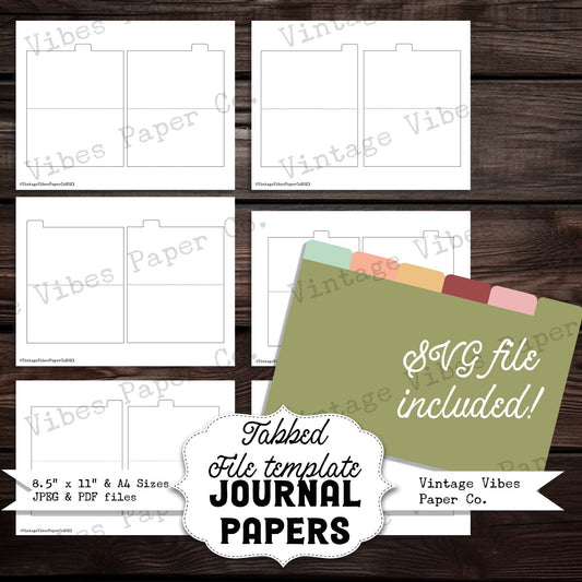 Tabbed index file junk journal template