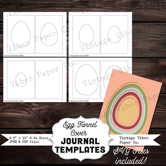 Junk journal printable Journal Easter Egg tunnel cover apertures templates