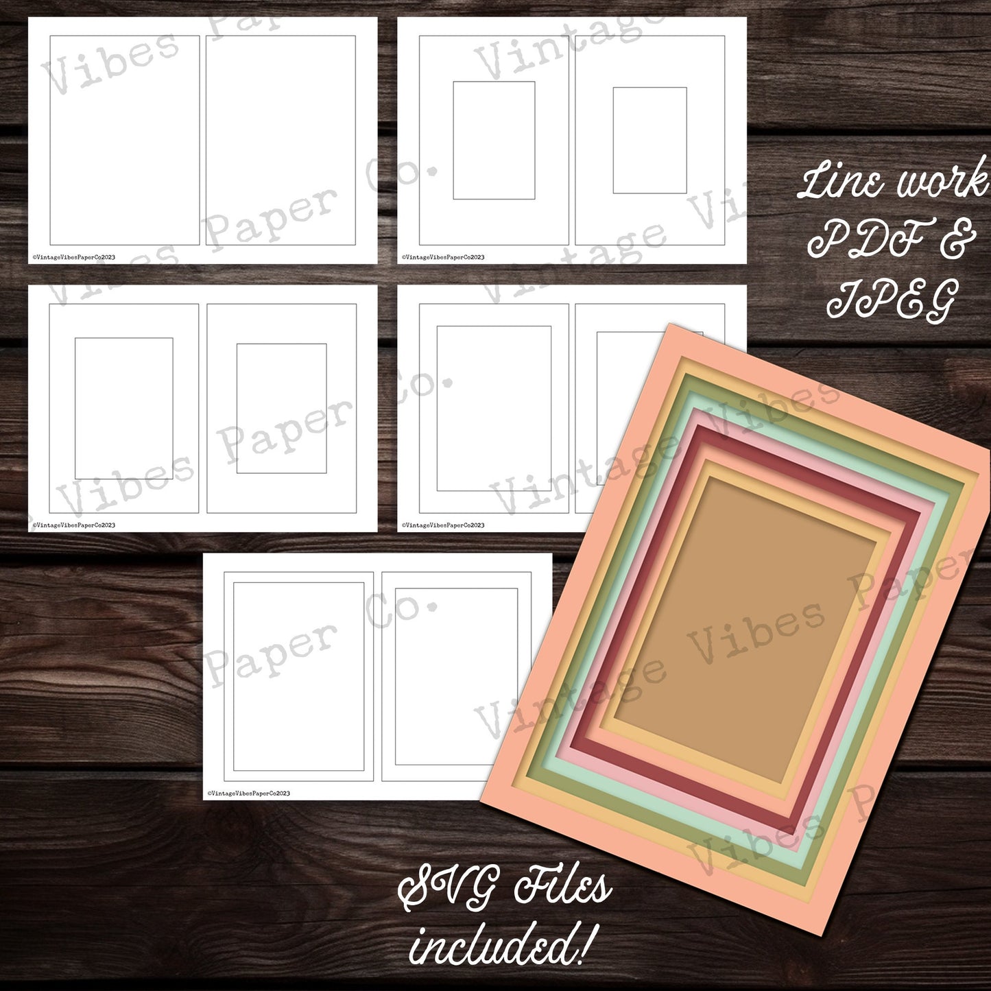 Junk journal printable Journal rectangle tunnel cover apertures templates