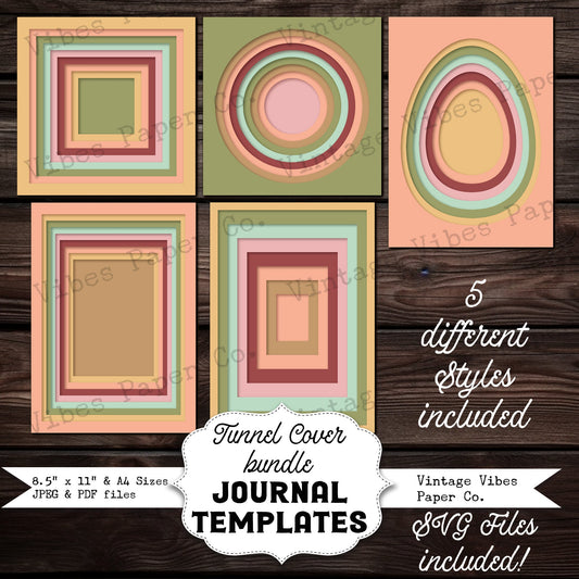 Junk journal printable Journal tunnel cover apertures template bundle