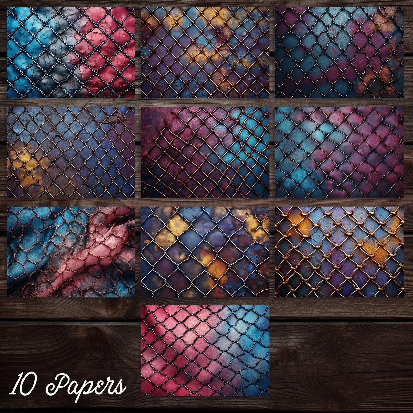 Grunge Mesh wire junk journal background papers, industrial grungy digital download for scrapbooking & junk journaling, textured collage