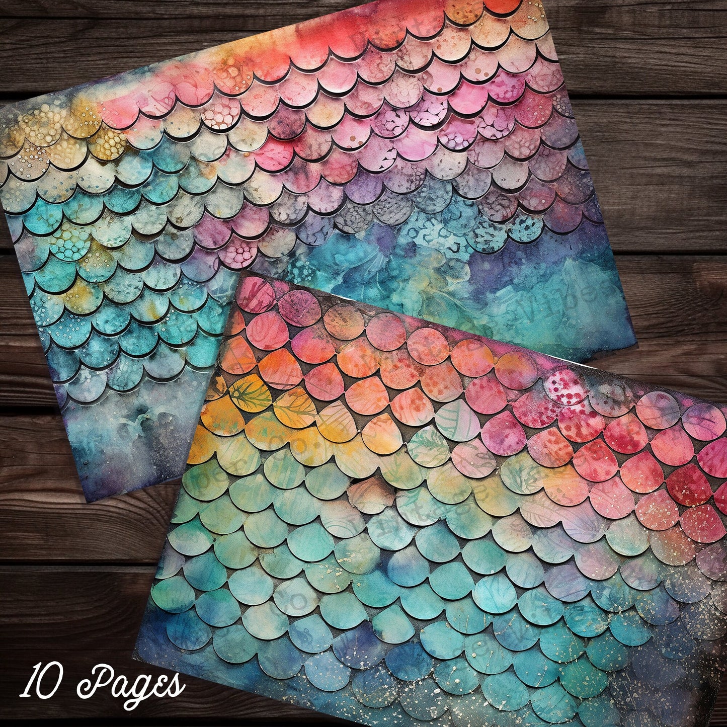 Grungy Rainbow scales digital printable papers for Junk journal, textured textile neutral background papers, collage sheets for scrapbooks