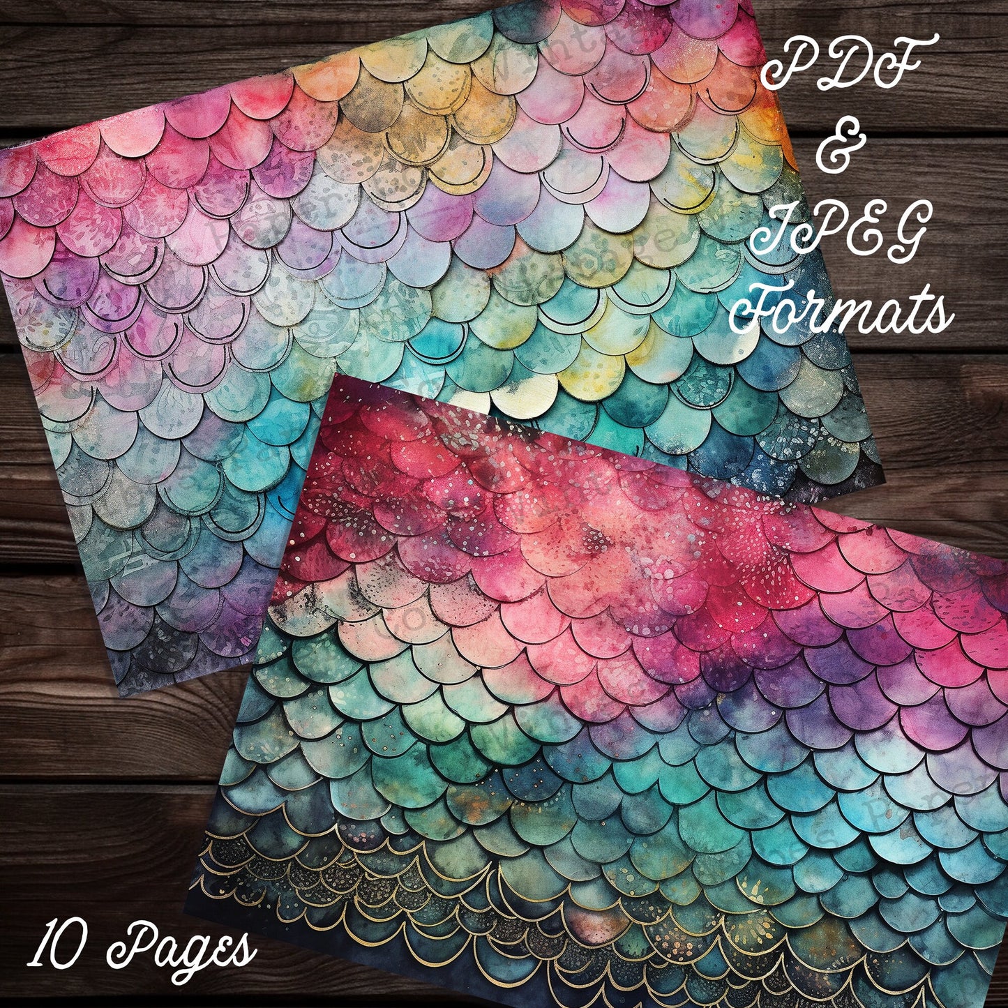 Grungy Rainbow scales digital printable papers for Junk journal, textured textile neutral background papers, collage sheets for scrapbooks