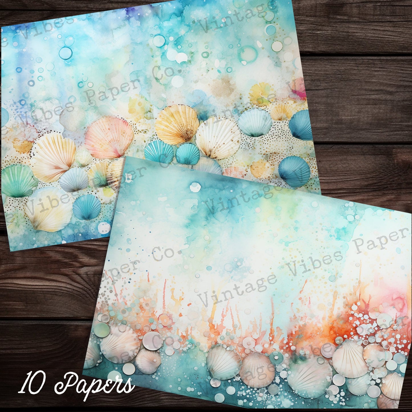 mixed media sea shells Junk journal papers, instant download digital printable papers for scrapbooking, journaling and cards, mixed media