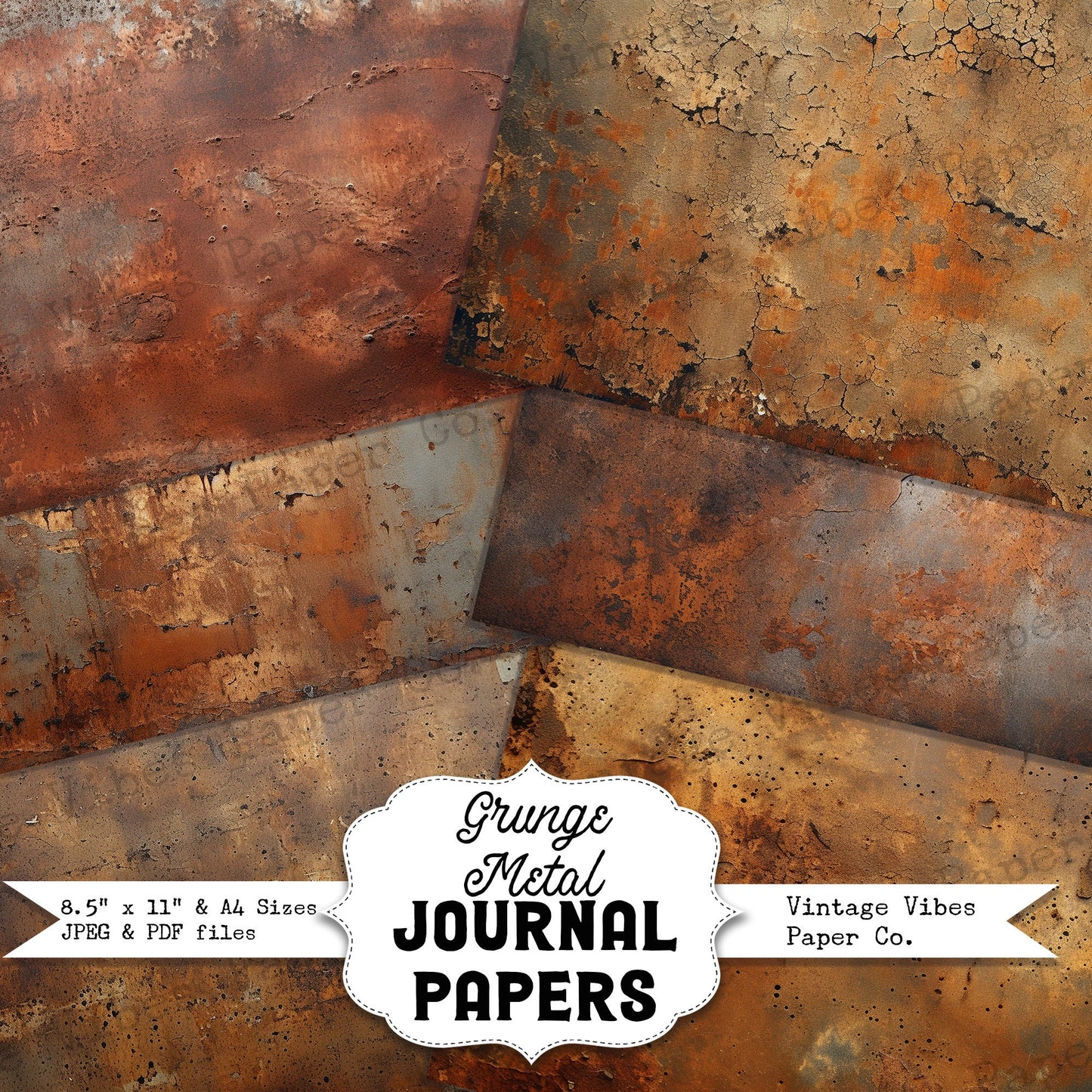 Grunge Metal Junk journal digital paper pack, instant download printable journaling & scrapbook papers, mixed media collage backgrounds