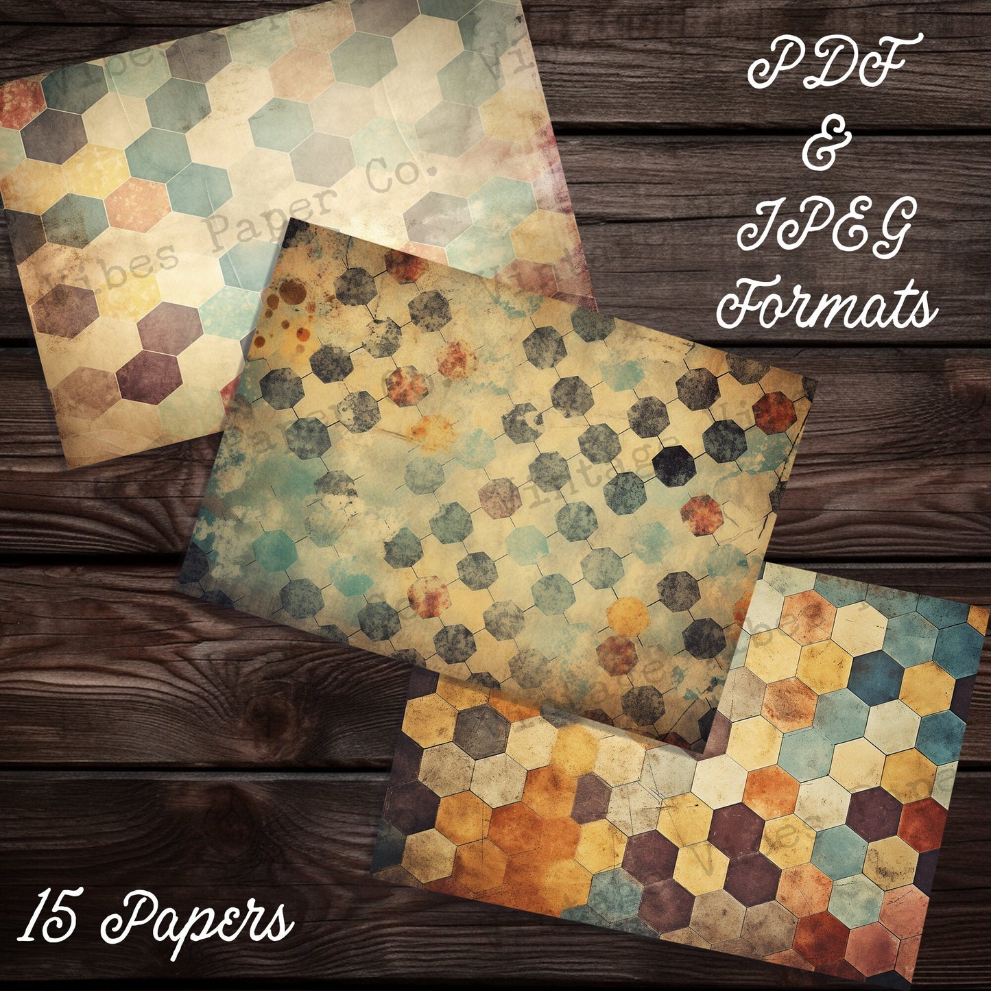 Grunge Tiles Junk journal digital paper pack, instant download printable journaling & scrapbook papers, mixed media collage backgrounds