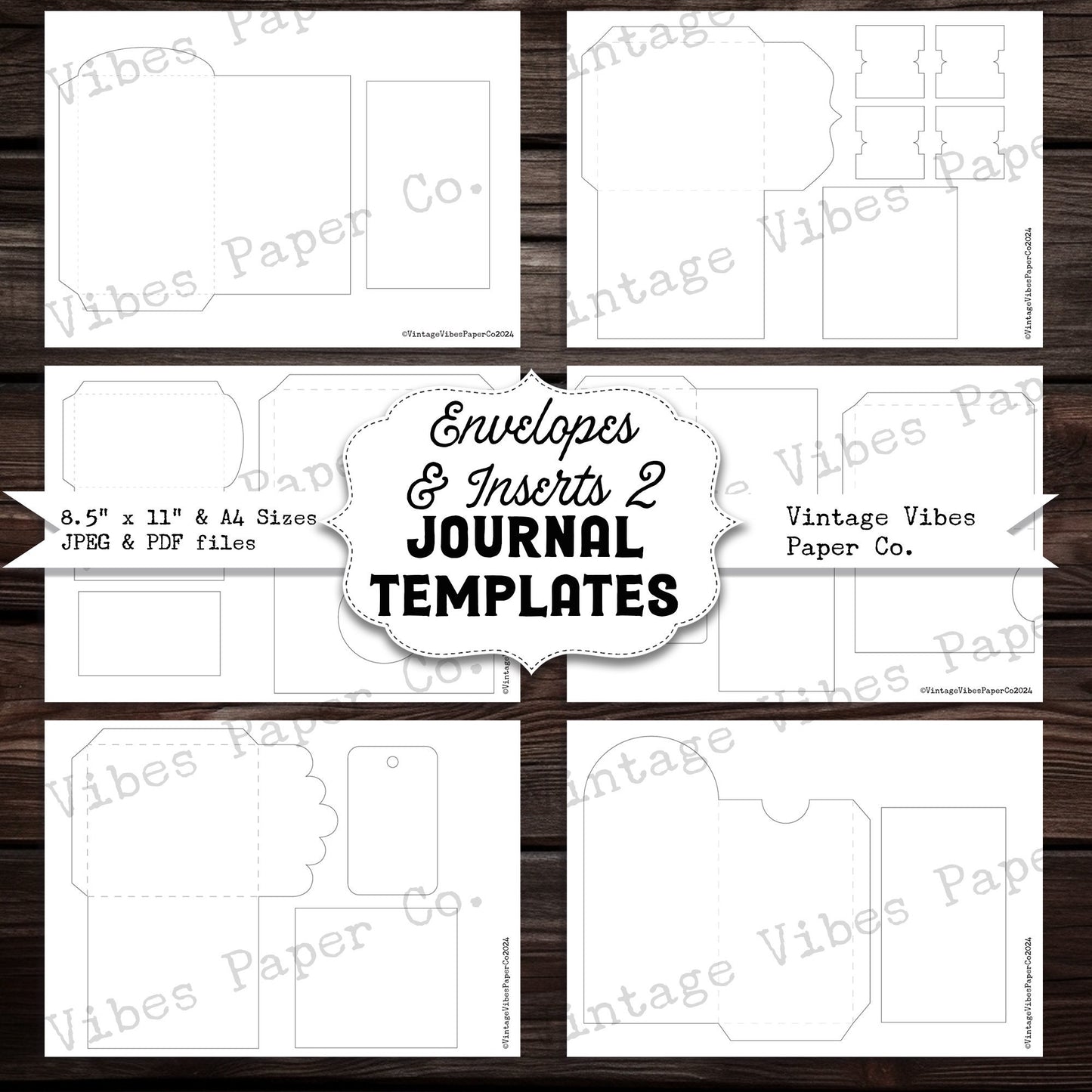 Junk journal printable Journal envelopes & insert templates