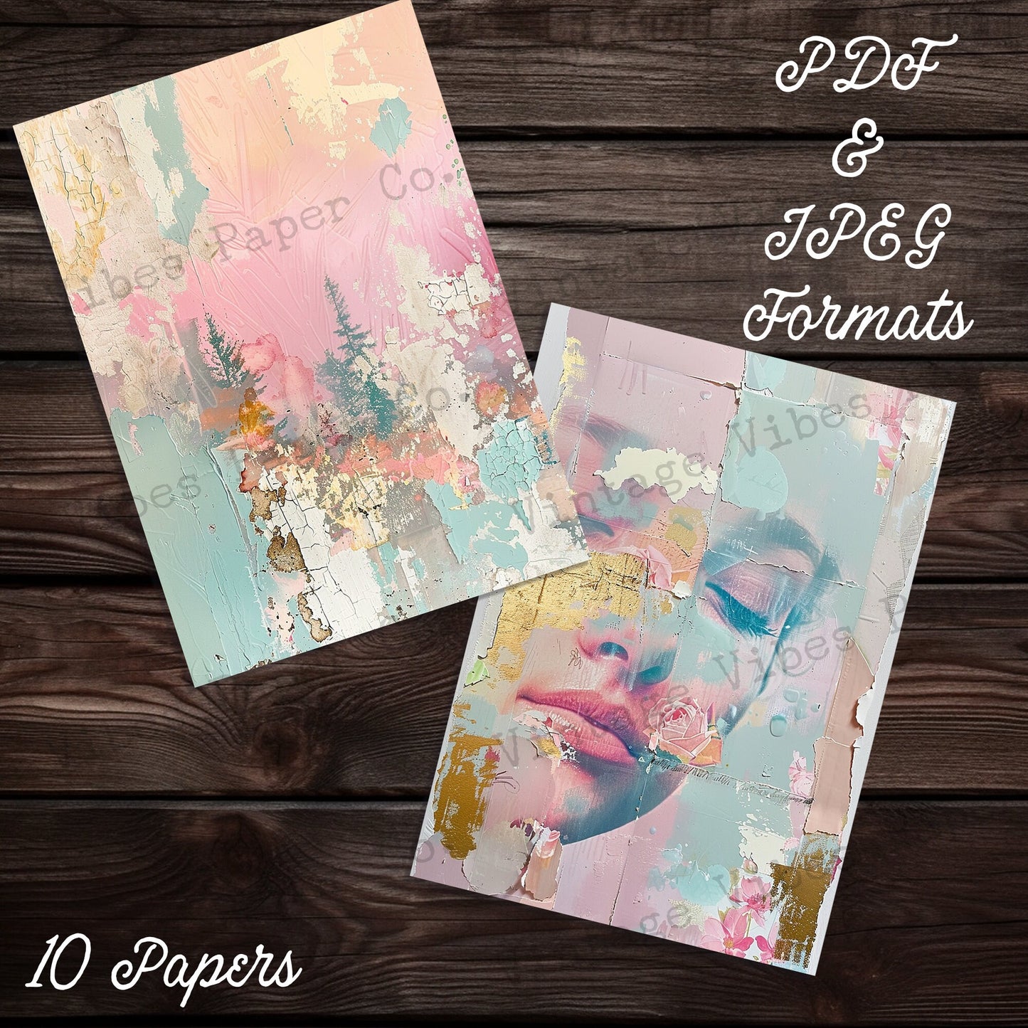 Pastel abstract Junk journal printable papers, soft neutral colour pages for art journal, collage and mixed media, instant download PDF