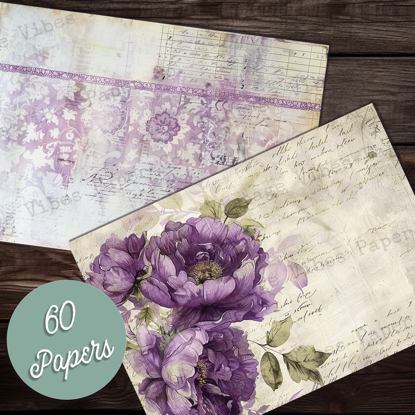 Purple Shabby background Junk journal digital paper 64 pages