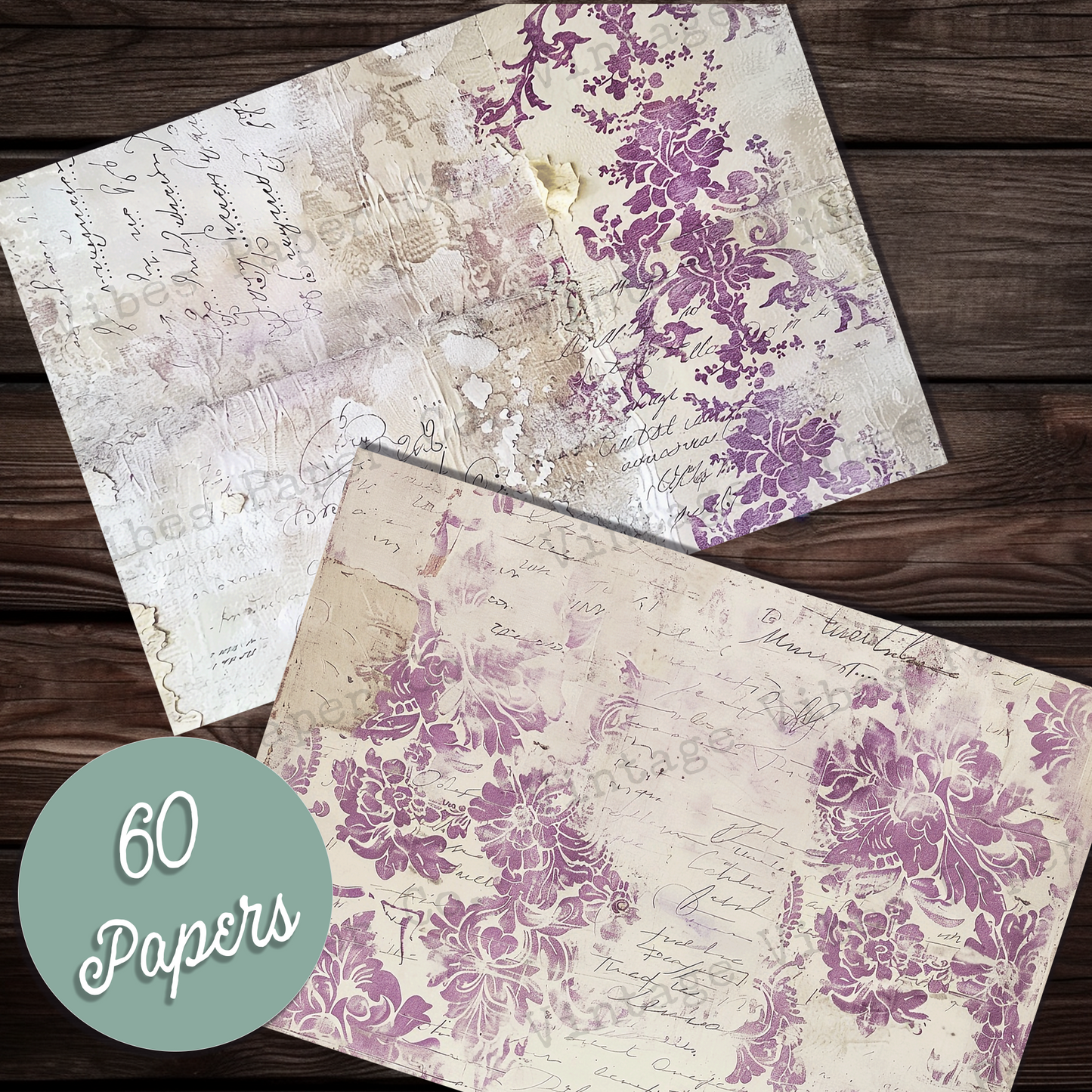 Purple Shabby background Junk journal digital paper 64 pages