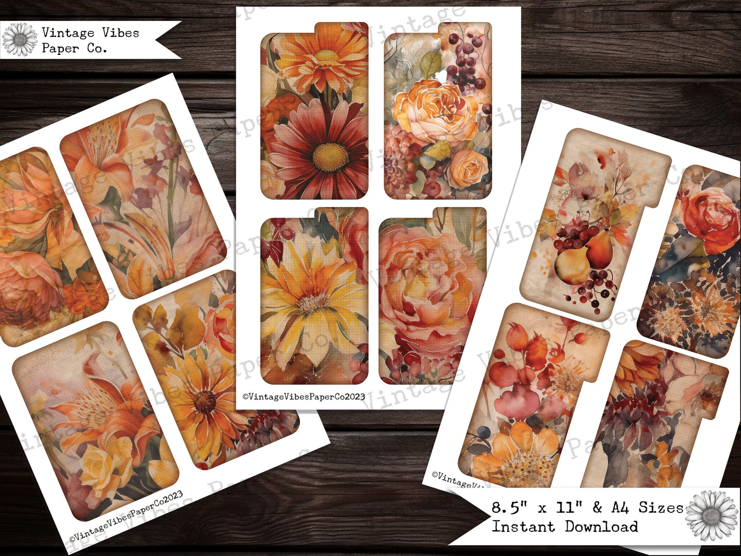 Autumn junk journal cards, fall junk journal printable digital ephemera kit, autumn themed journalling cards, 12 junk journal ephemera cards