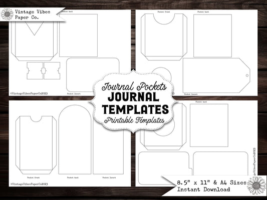 Junk journal printable Journal pockets & insert templates