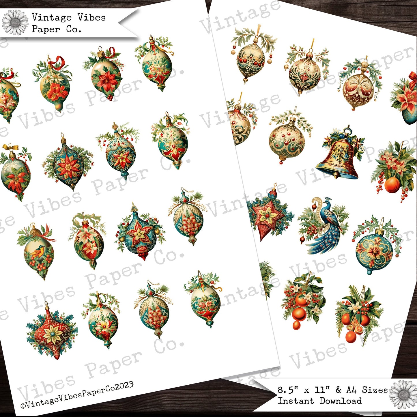 Junk Journal ephemera vintage Christmas ornament, victorian style junk journal ephemera, digital junk journal kit, vintage bauble fussy cut