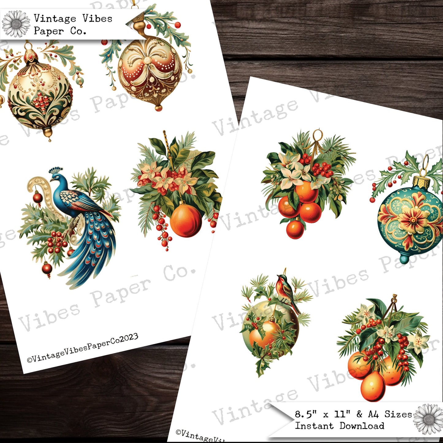 Junk Journal ephemera vintage Christmas ornament, victorian style junk journal ephemera, digital junk journal kit, vintage bauble fussy cut